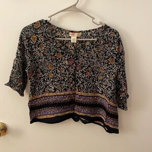 Urban Outfitters Floral Black Crop Top